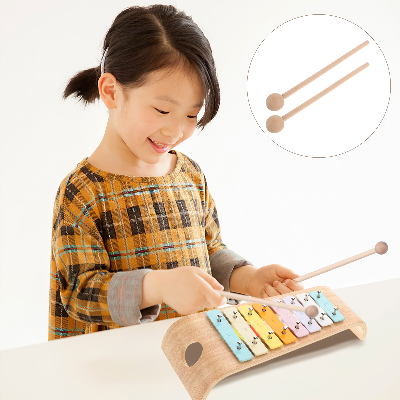 Woodworking Xylophone - 2Pcs Wooden Xylophone Mallets for Kids